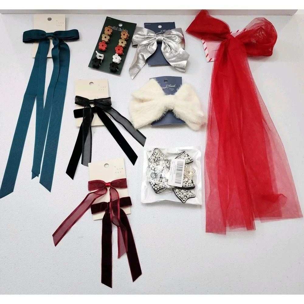 New Girls Bowties And Hair Barrettes Lot 8, A New Day, Wild Fable, And Universal